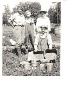 (L-R) Alis Brandt, Jeanette Morris, Mamie Brandt and Victor Brandt with blueberries picked many summers ago.