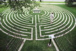 The winding, grassy path of the labyrinth is an ancient route to contemplation and spiritual reflection. | Photo by Elle Andra-Warner 