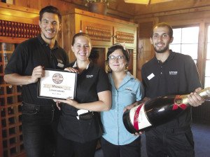 Lutsen Resort employees present their award for Best Wine.