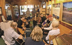 Participants at Bluegrass Masters jamming together. | Tim Young