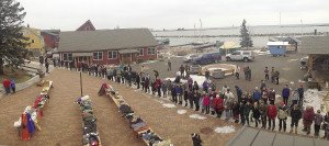 Winter’s Gathering participants line up for the gear swap.  |Submitted