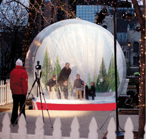 A life-sized snow globe creates great family photos at the Arrowhead show. | Submitted