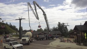 A pump truck was used to build the new Doppelmayer gondola. | Submitted