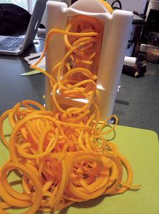 Vegetable spiralizers are becoming more popular, such as this butternut squash spiralizer. | MAREN WEBB