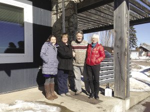 The North House Folk School has expanded their campus to include the  building across Hwy 61. Featured here is North House program director  Jessa Frost, former building owner Sue Hakes, North House executive  director Greg Wright, and North House board vice president Nancy Burns. | SUBMITTED