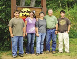 The second and third generations of the Baumann family at Golden Eagle Lodge on the Gunflint Trail. From left to right: Johnathan, Brianna, Teresa, Dan and Zachary. | Submitted