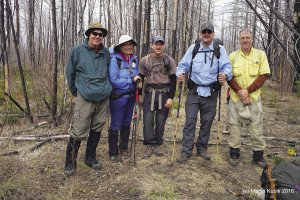 Hikers gather on the trail: Paul Stelter, Susan Pollock, Travis and David Mattila, and Paul Ebert. | Submitted