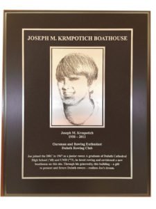 Joseph M. Krmpotich Boathouse plaque. | ERIC CHANDLER