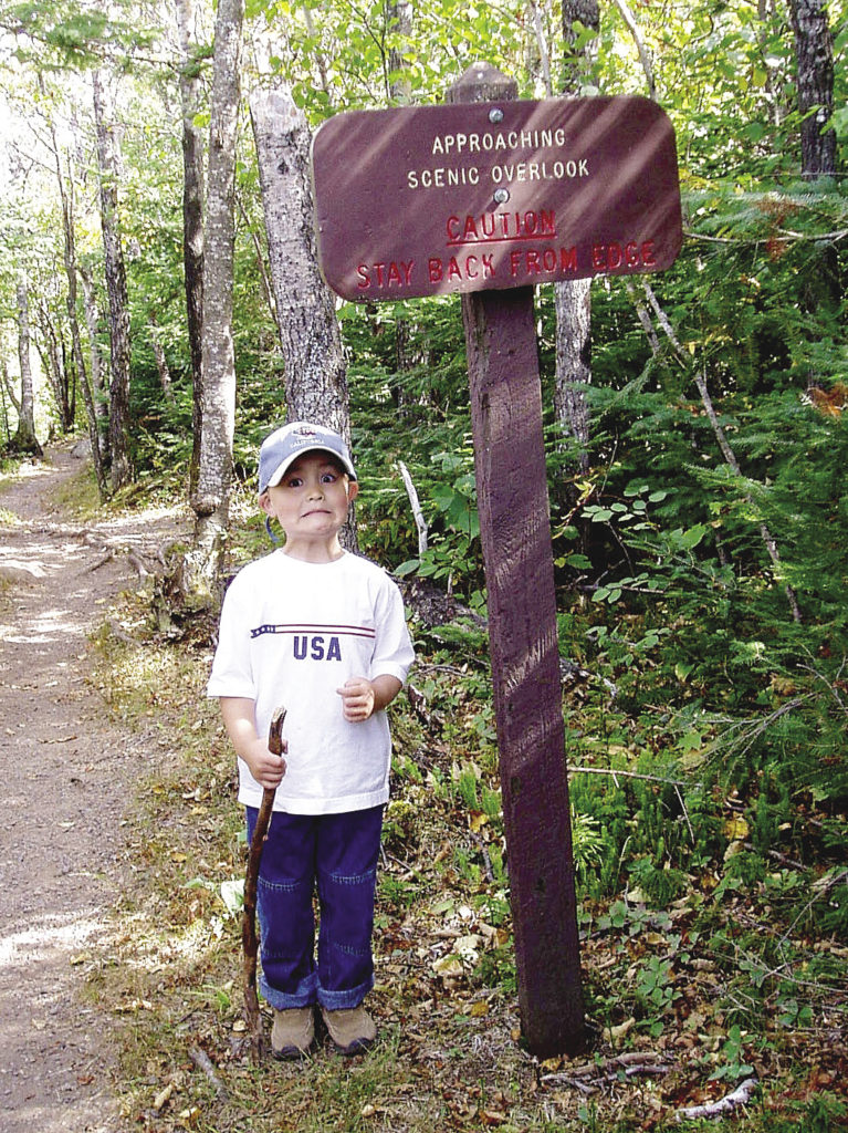 Hiking with the kids on Oberg Mountain, near Tofte, MN.