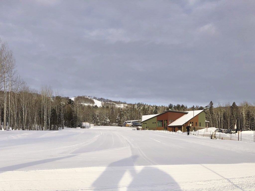 A perfectly groomed stadium area of Grand Avenue Nordic Center and Chalet at the base of Spirit Mountain in Duluth.