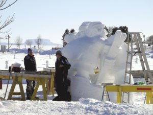 Snow sculptures take days of work with many different tools, some of which are homemade.