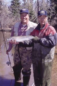 Jon George and Tommy Skarlis on Portage Creek in 2002.