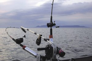 Downrigging for salmon in front of Thunder Bay’s Sleeping Giant.