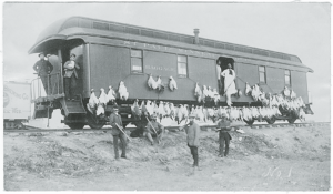 Traveling from cities, wealthy sportsmen sometimes commissioned rail cars for their hunting expeditions.