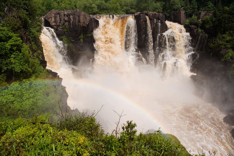 The 120 foot tall High Falls of the Pigeon River in Grand Portage State Park Minnesota